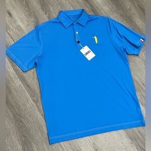 NWT USAG U Suck at Golf Large Blue Performance Polo Golf Shirt William Murray